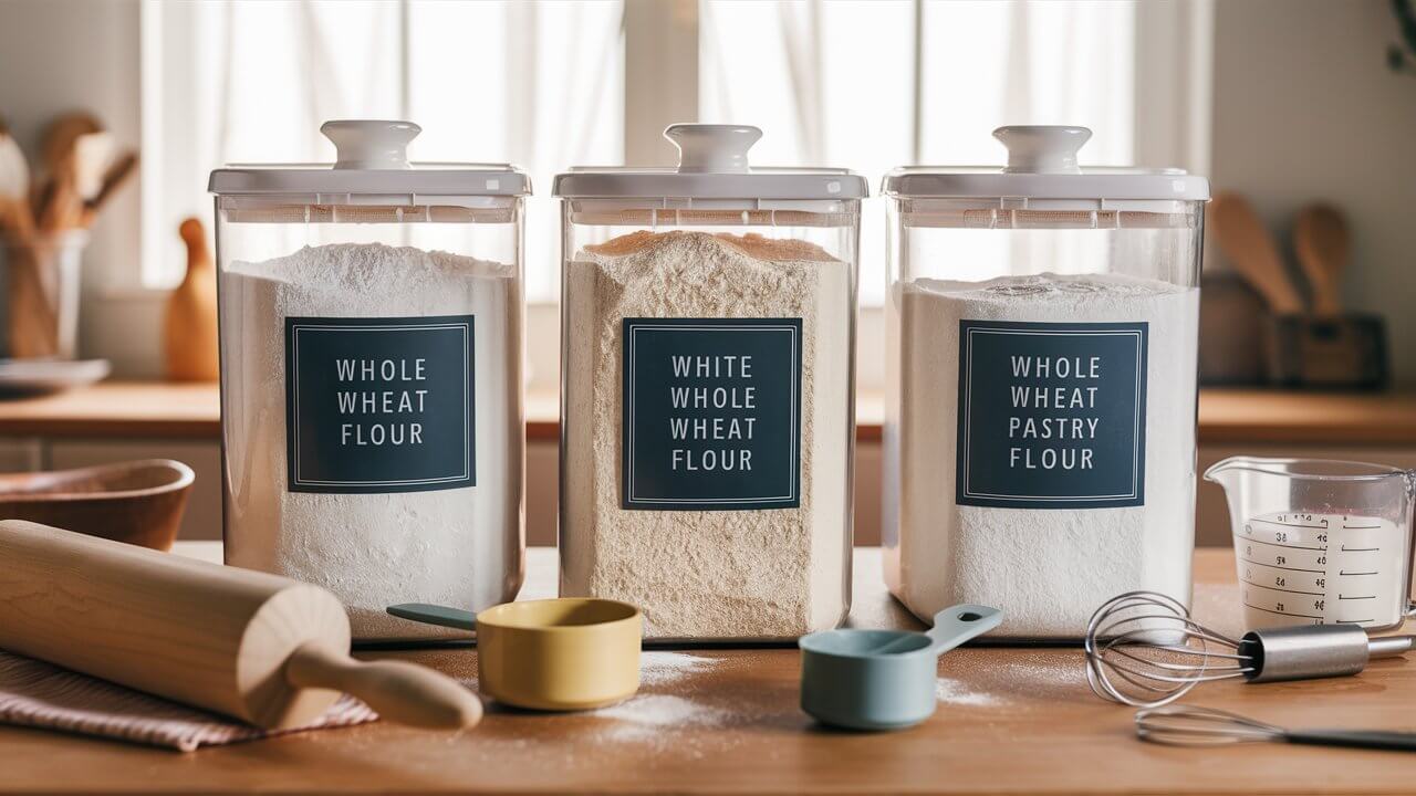 Various types of whole wheat flours